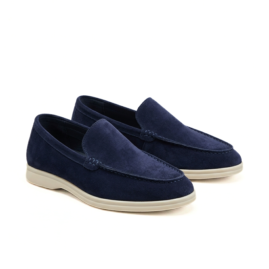 Men’s Navy Blue Suede Loafers - Gabriele
