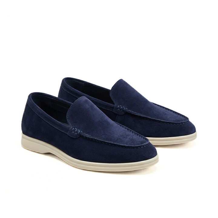 Men’s Navy Blue Suede Loafers - Gabriele