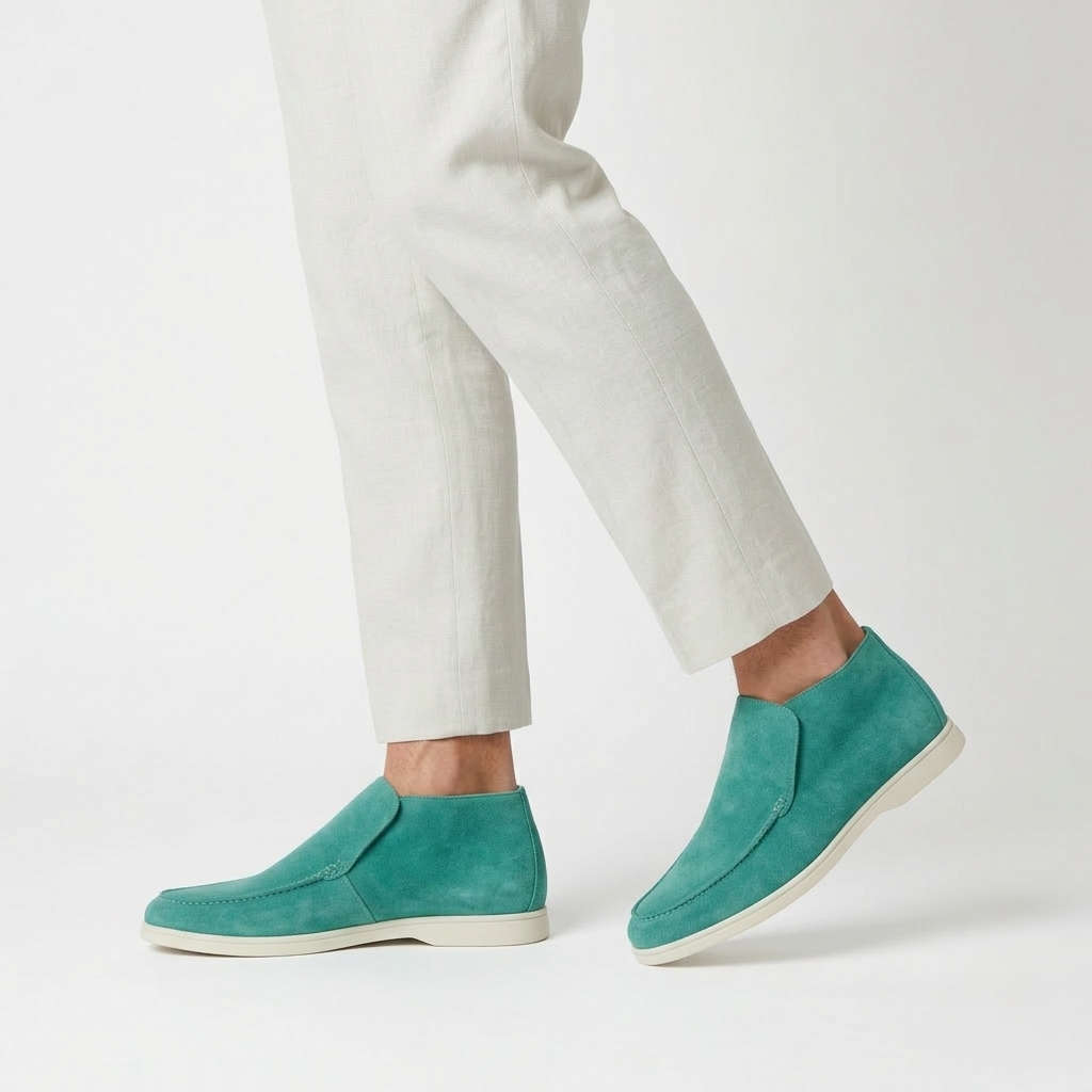 Men’s Turquoise Suede Loafers - Vincenzo