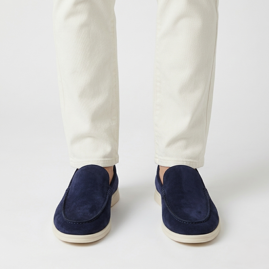 Men’s Navy Blue Suede Loafers - Gabriele