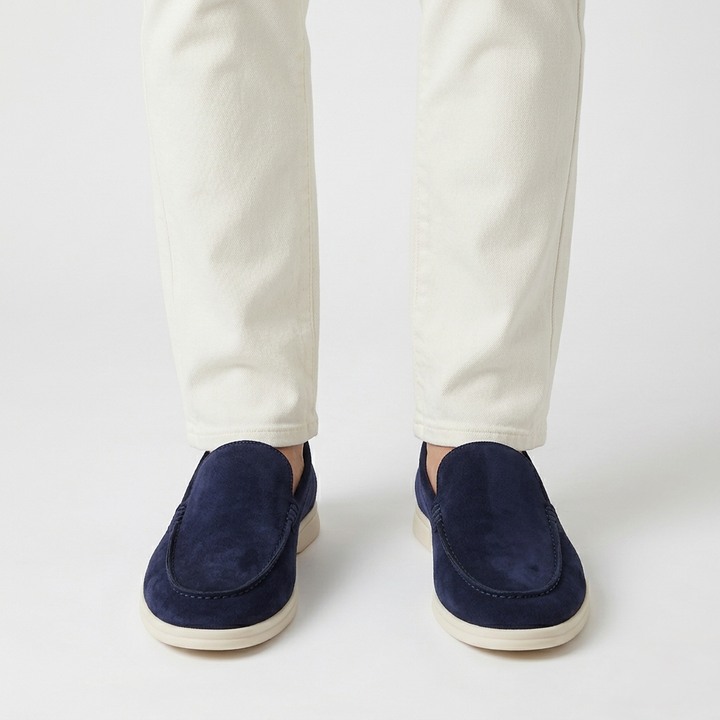 Men’s Navy Blue Suede Loafers - Gabriele