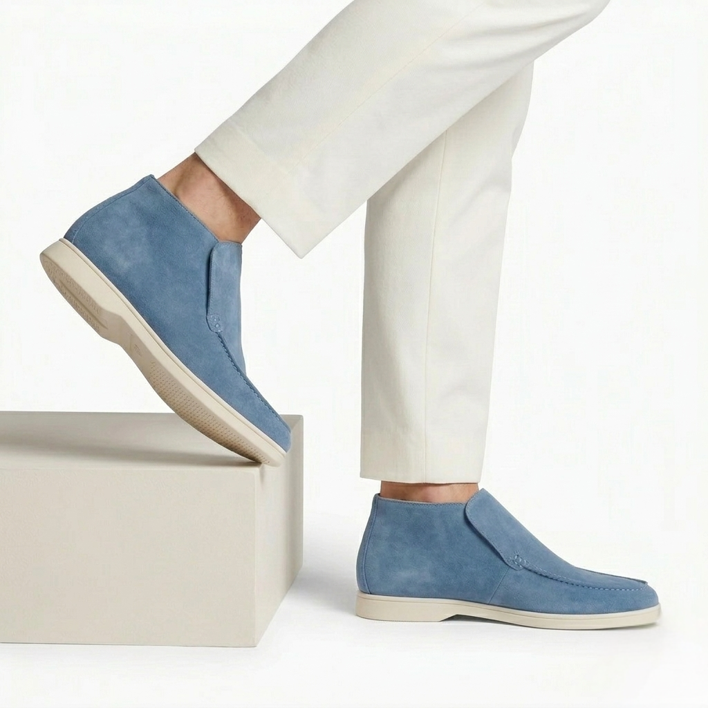 Men’s Sky Blue Suede Loafers - Vincenzo