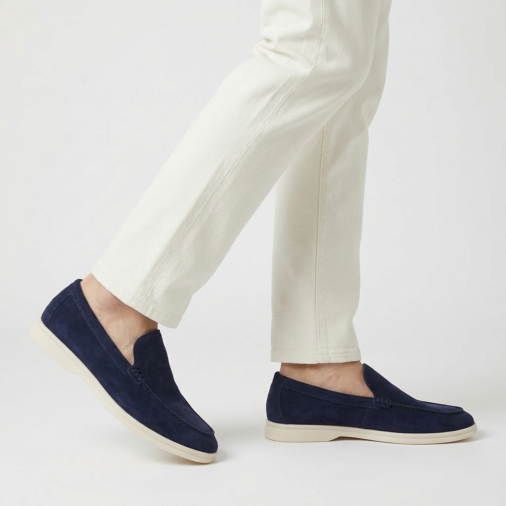 Men’s Navy Blue Suede Loafers - Gabriele