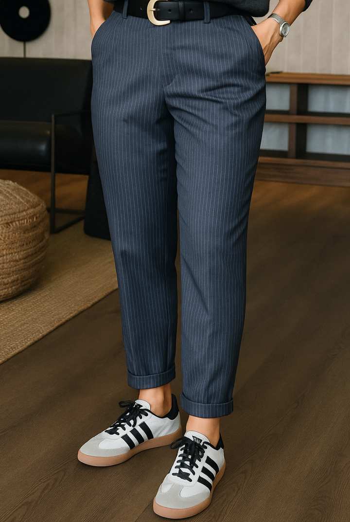 Women’s High-Waisted Pinstripe Trousers