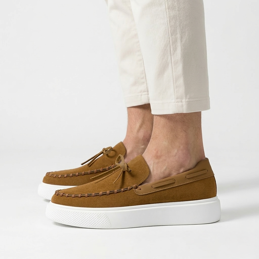 Men’s Khaki Suede Loafers - Davide