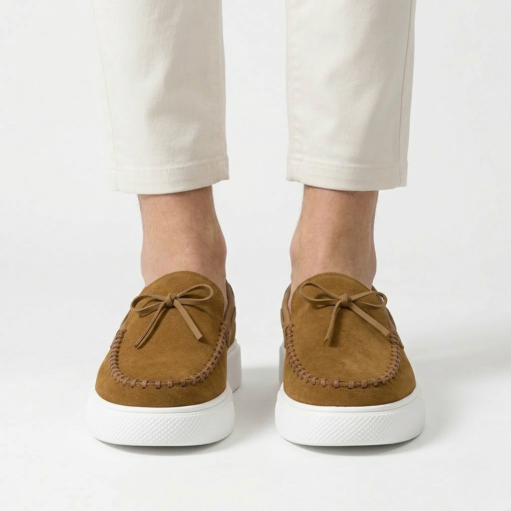 Men’s Khaki Suede Loafers - Davide