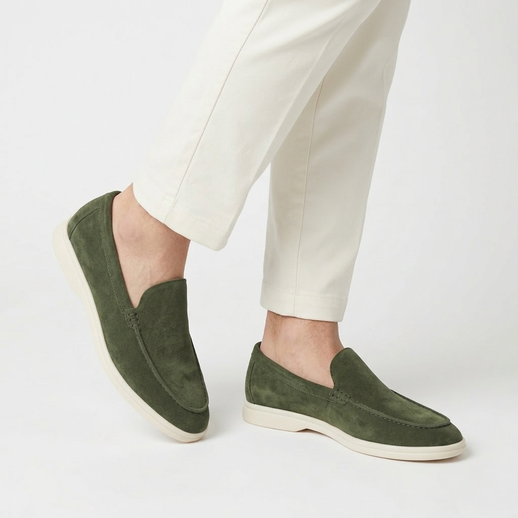 Men’s Green Suede Loafers - Gabriele