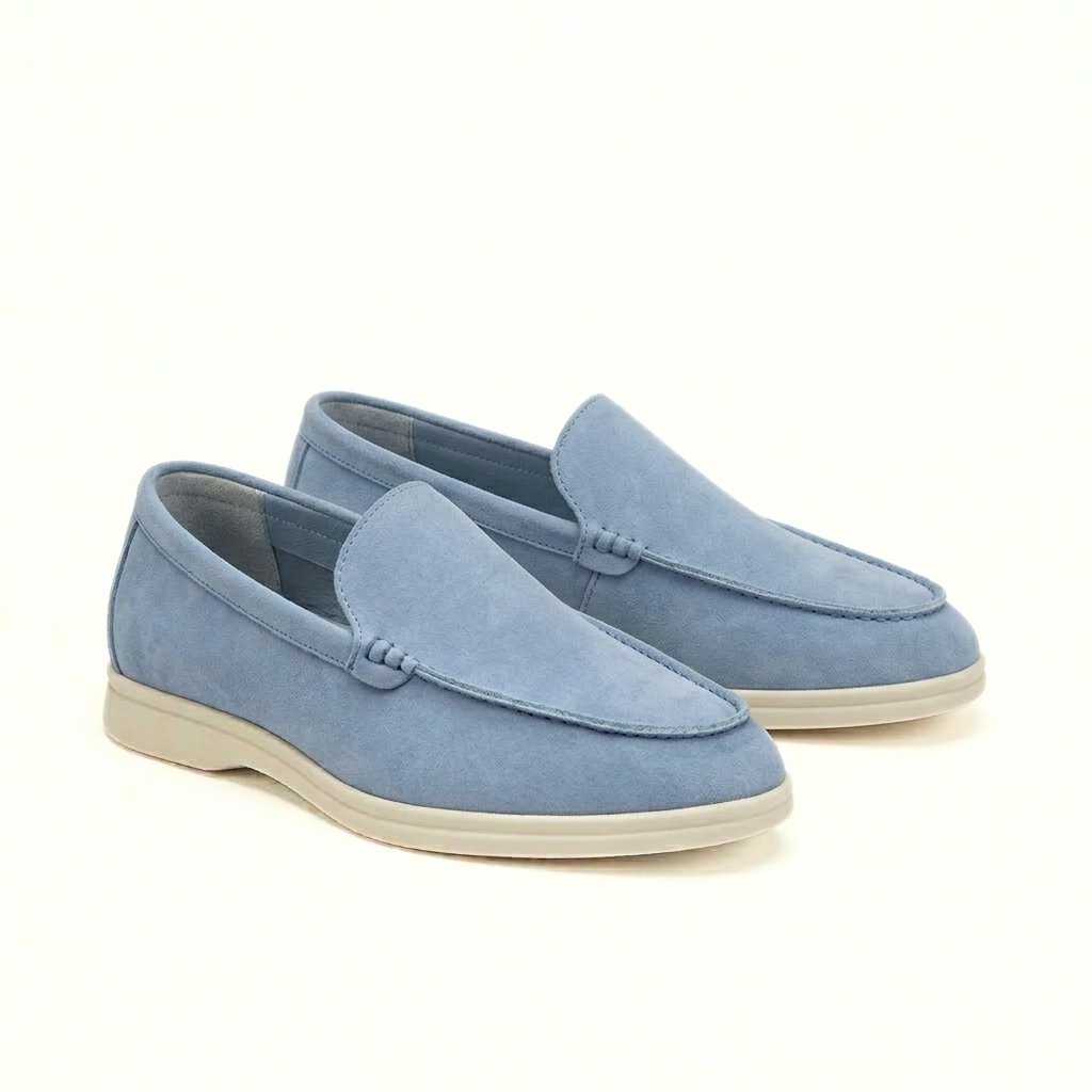 Men’s Sky Blue Suede Loafers - Gabriele