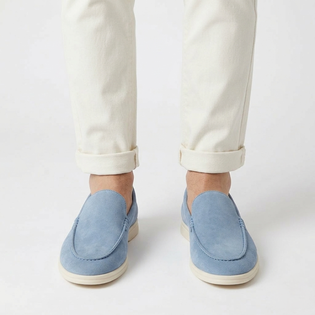Men’s Sky Blue Suede Loafers - Gabriele