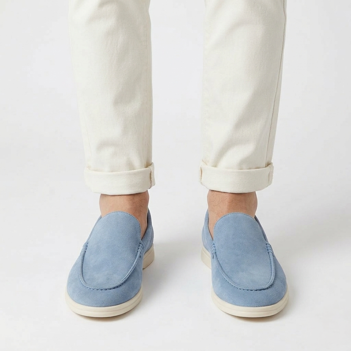 Men’s Sky Blue Suede Loafers - Gabriele