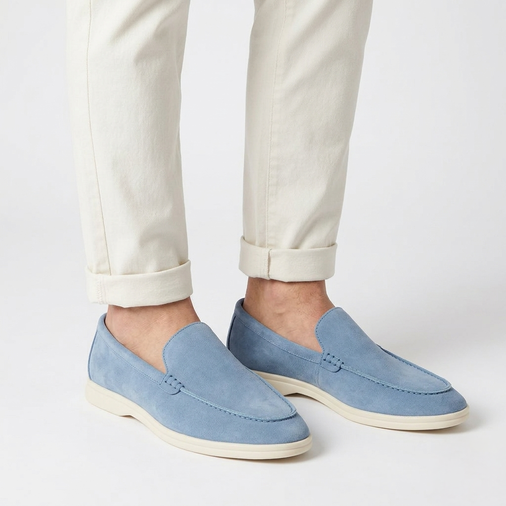 Men’s Sky Blue Suede Loafers - Gabriele