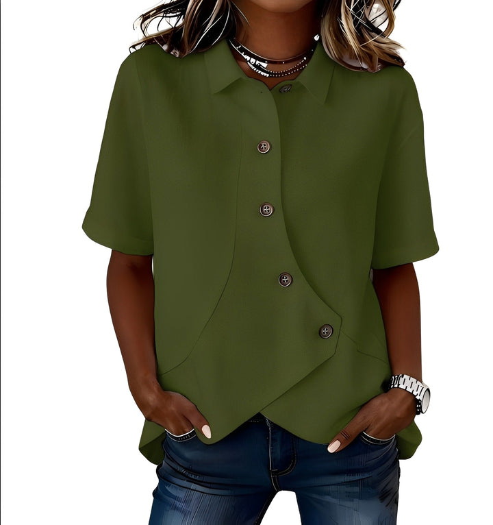 Women’s Linen-Blend Short-Sleeve Shirt
