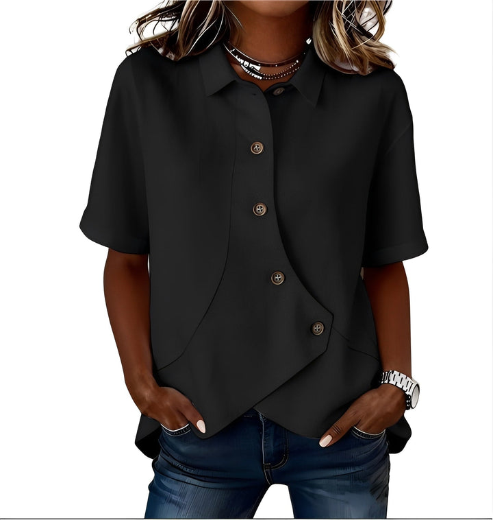 Women’s Linen-Blend Short-Sleeve Shirt