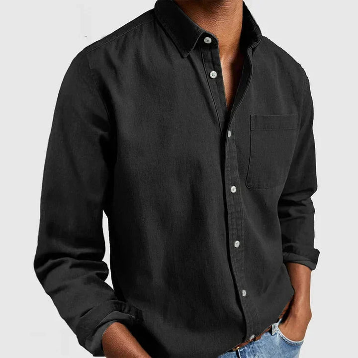 Men’s Casual Cotton Shirt with Chest Pocket