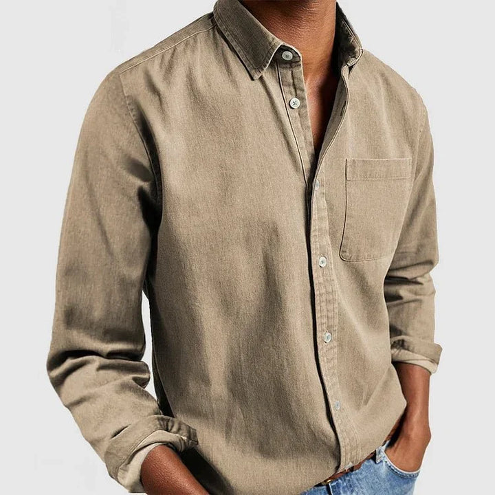 Men’s Casual Cotton Shirt with Chest Pocket