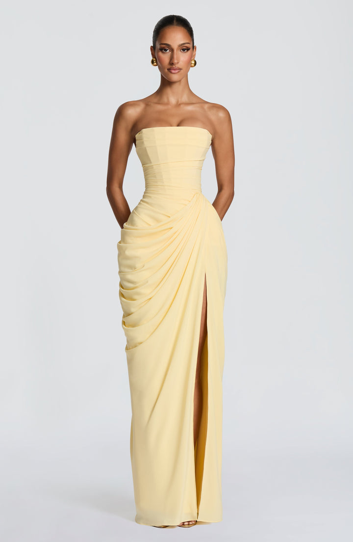 HANNAH | Elegant Maxi Dress with Draping and High Slit