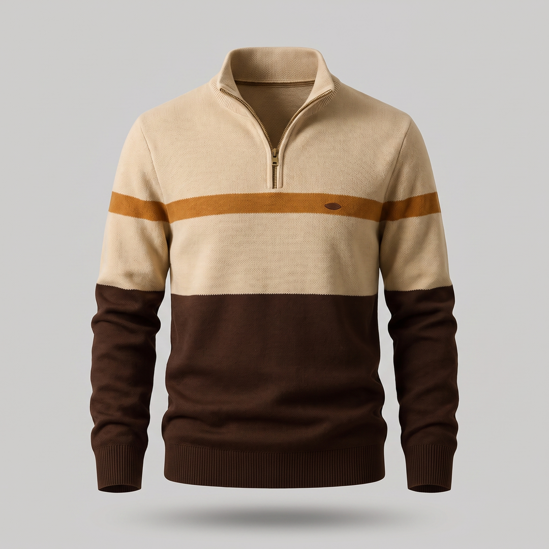 Men’s Colour-Block Quarter-Zip Jumper