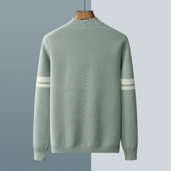 Men’s Striped-Sleeve Button-Up Cardigan