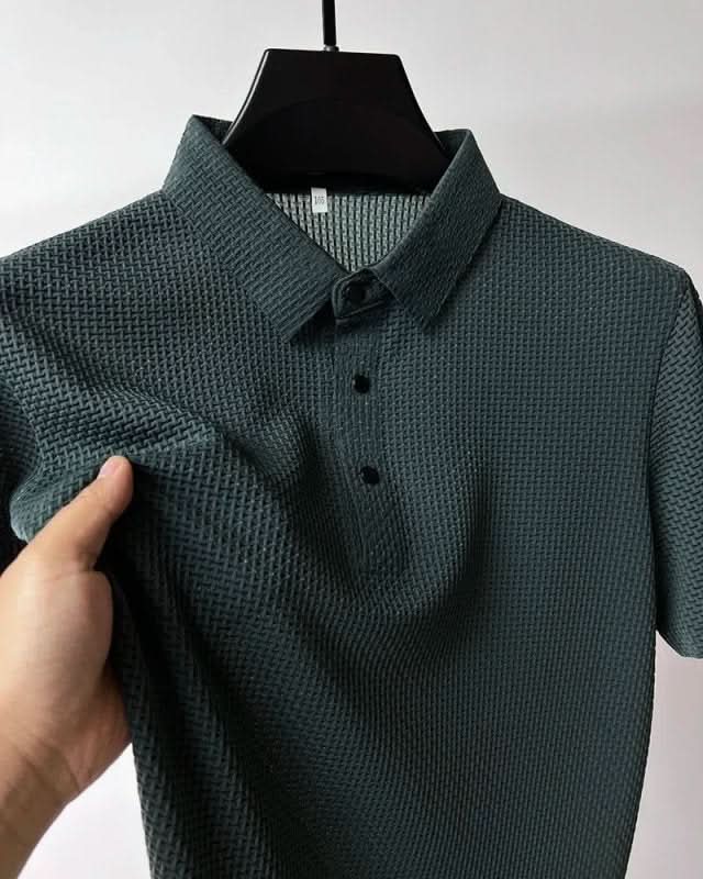 Men’s Textured Button-Up Polo Shirt