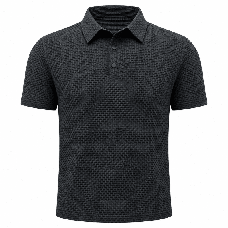 Men’s Textured Button-Up Polo Shirt