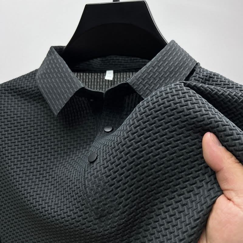 Men’s Textured Button-Up Polo Shirt
