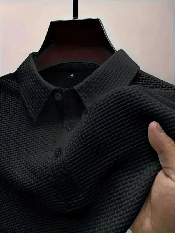 Men’s Textured Button-Up Polo Shirt
