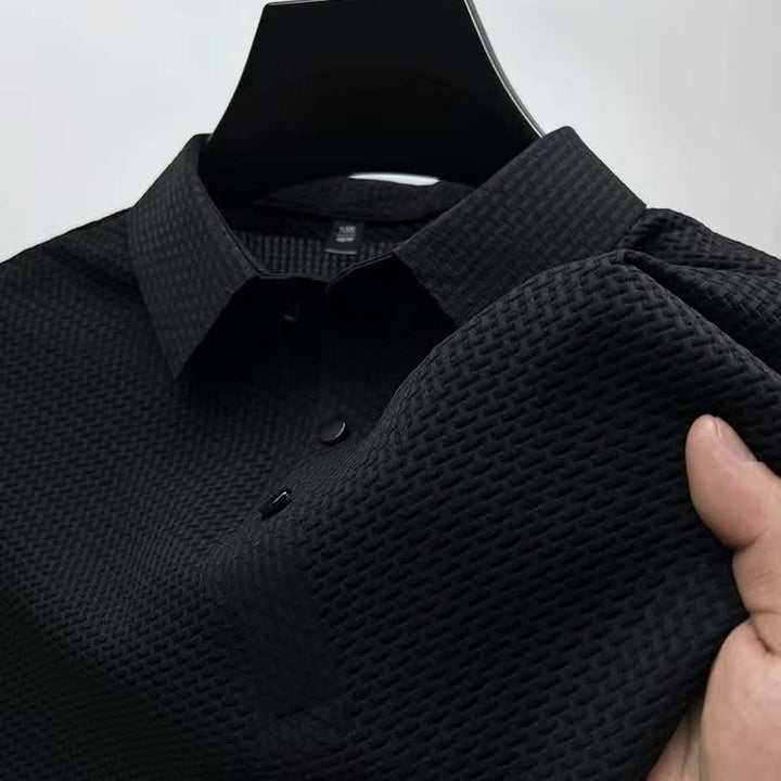 Men’s Textured Button-Up Polo Shirt
