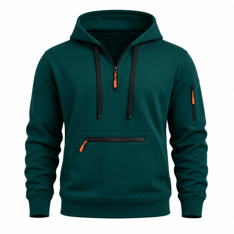 Men’s Multi-Pocket Quarter-Zip Hoodie