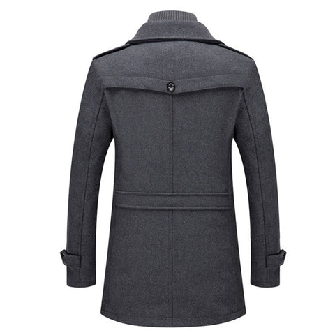 Men’s Layered Funnel-Neck Military Coat