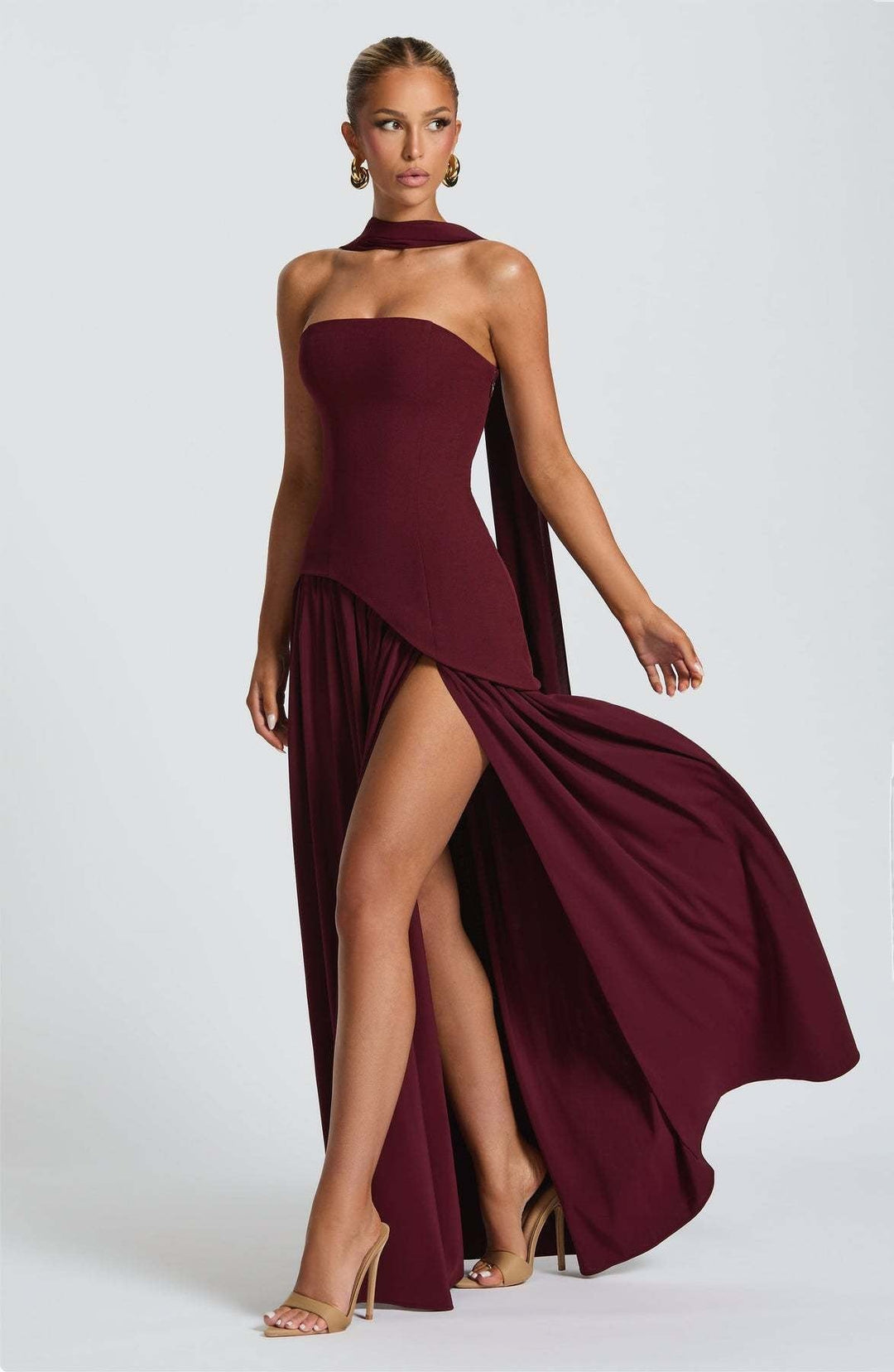 LINA | Strapless Maxi Dress with High Slit