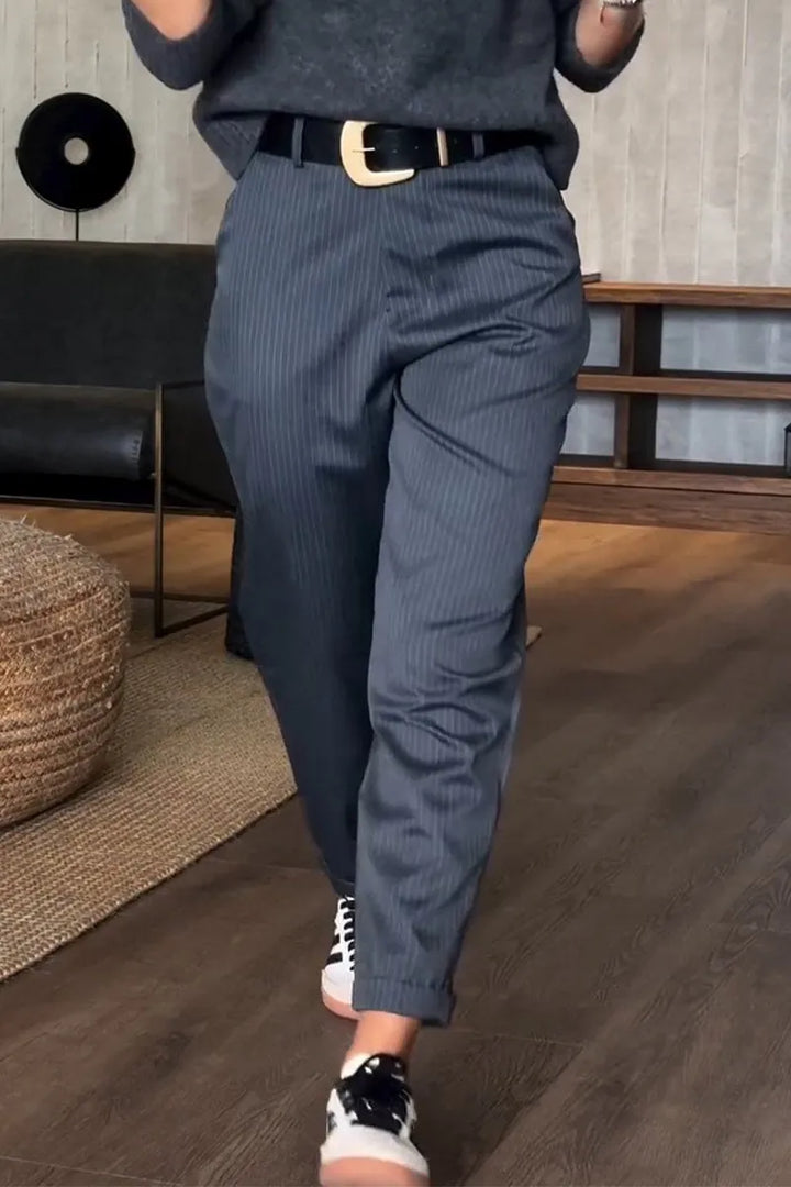 Women’s High-Waisted Pinstripe Trousers