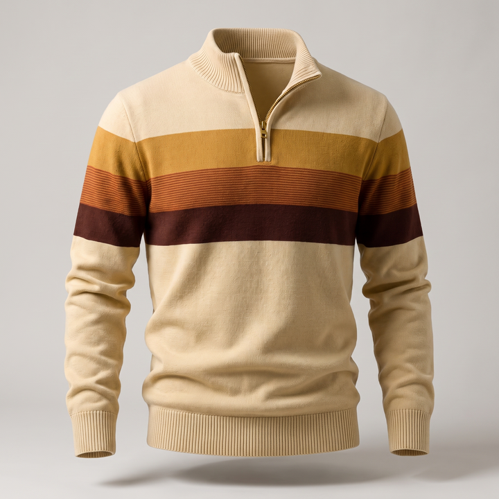 Men’s Striped Quarter-Zip Jumper