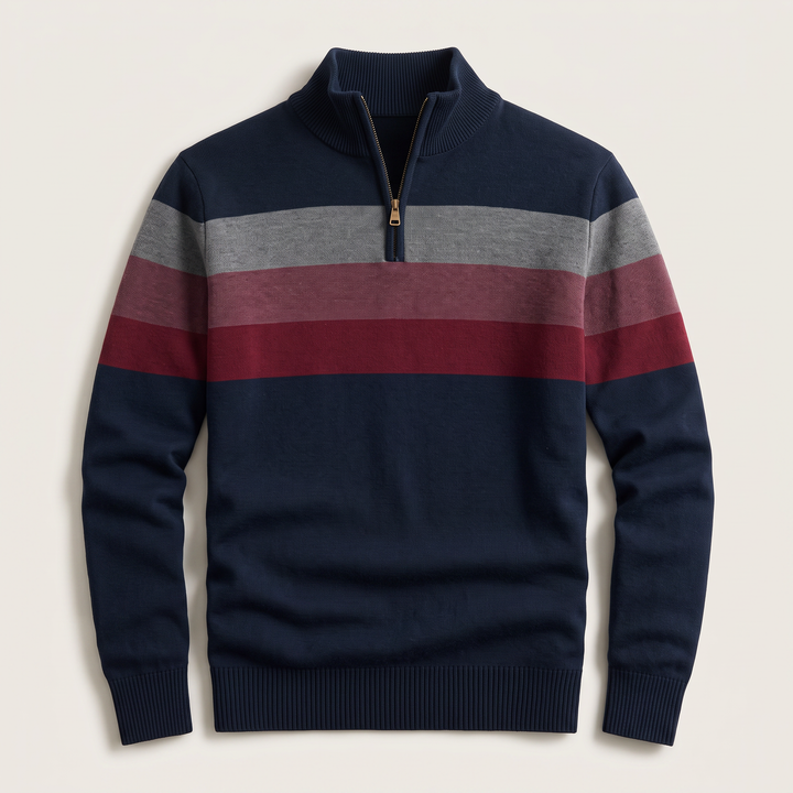 Men’s Striped Quarter-Zip Jumper