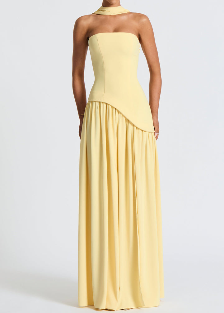 LINA | Strapless Maxi Dress with High Slit