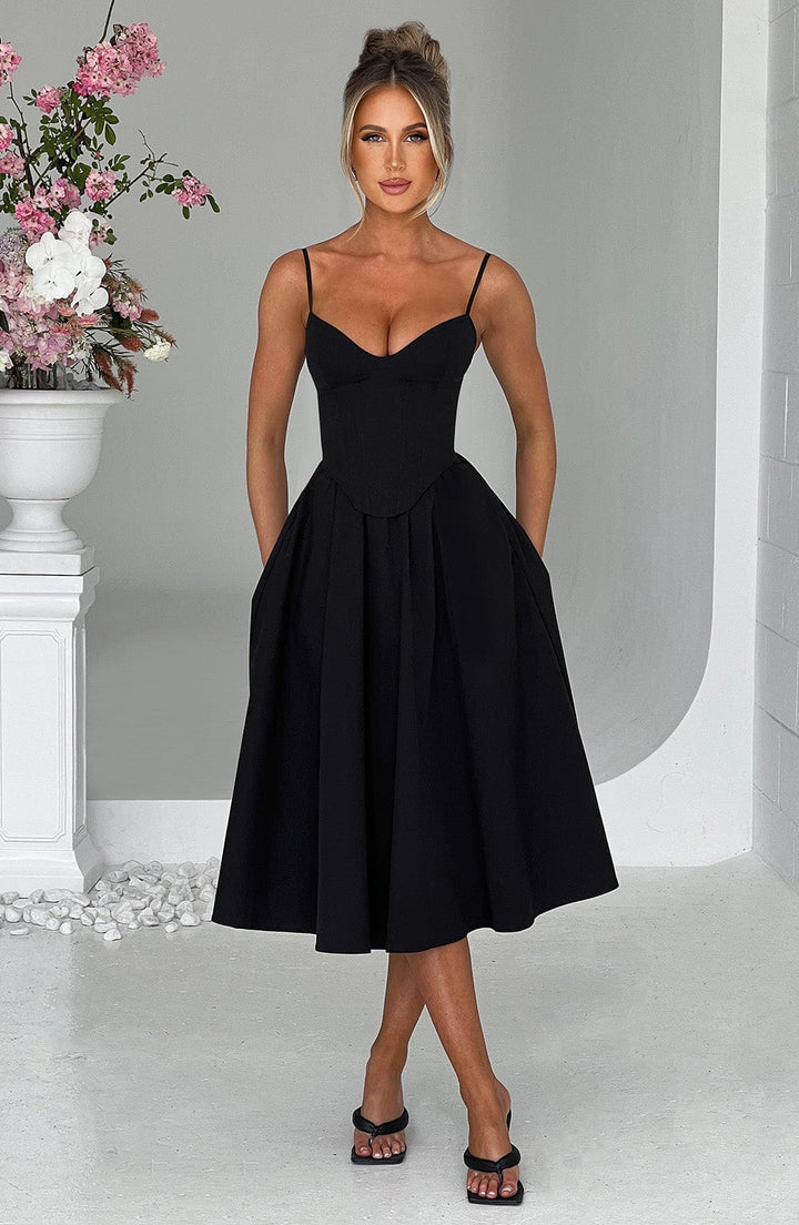MAILEEN | Elegant Midi Dress in Corset Style