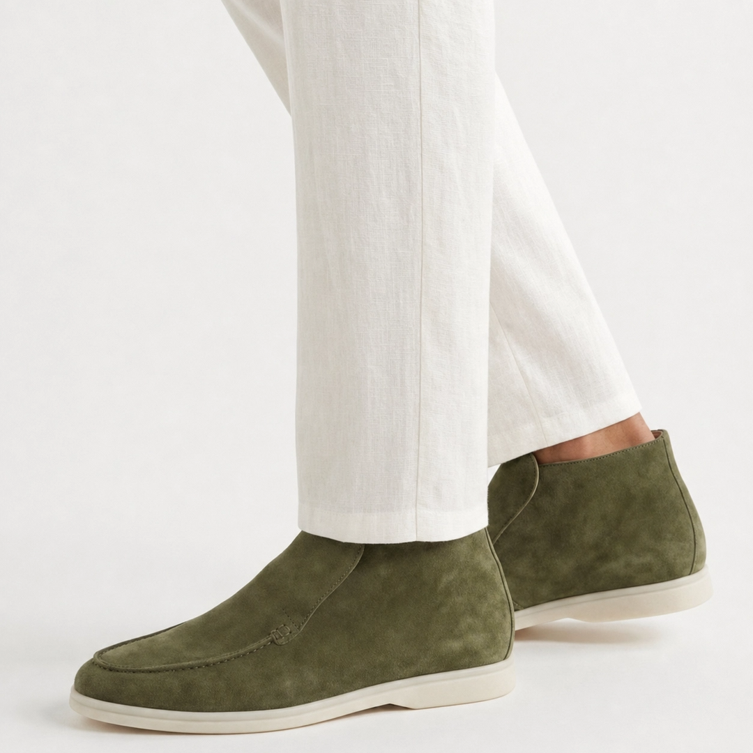 Men’s Olive Leather Loafers - Vincenzo