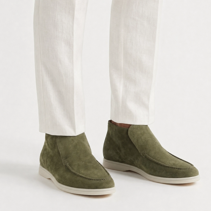 Men’s Olive Leather Loafers - Vincenzo