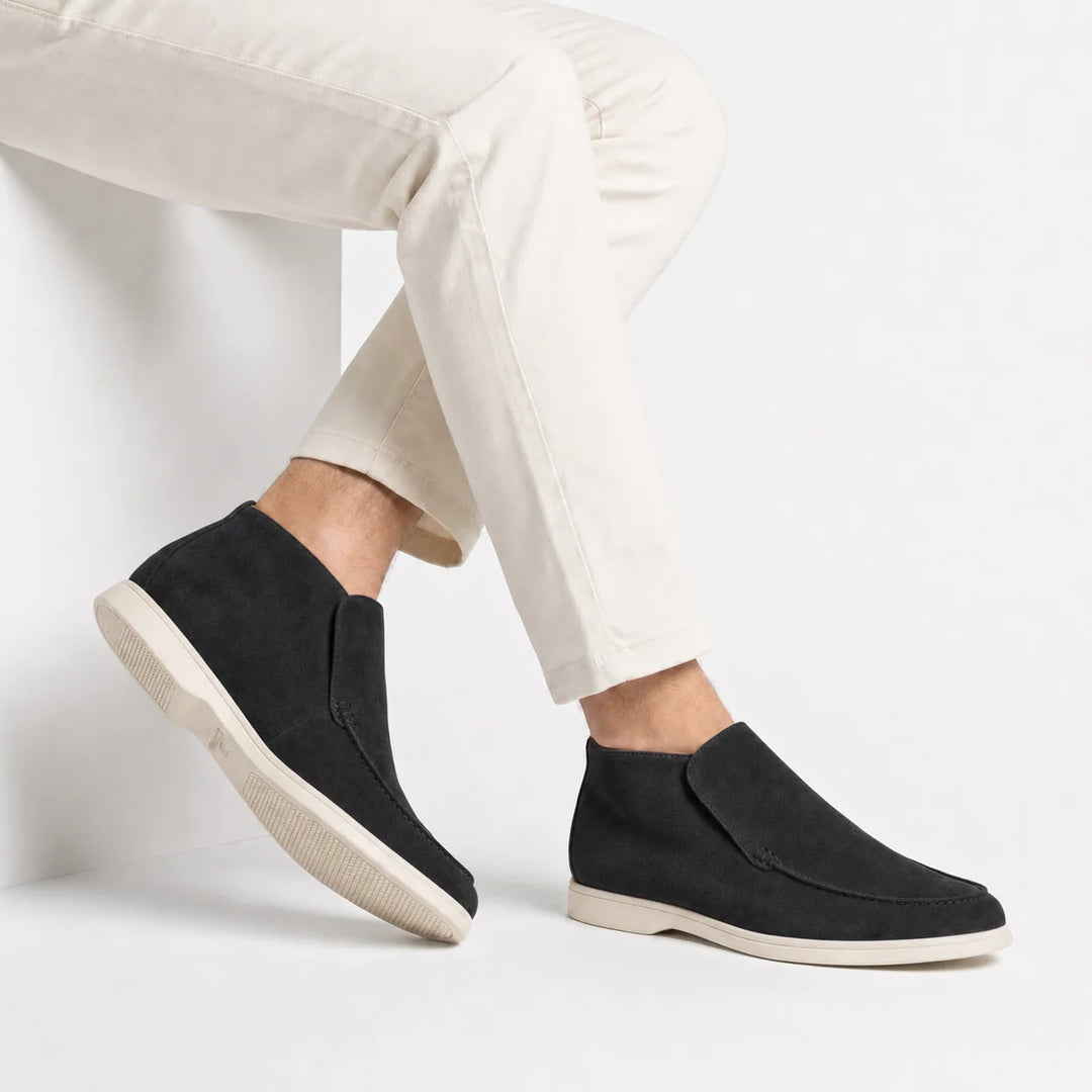 Men’s Dark Grey Suede Loafers - Vincenzo