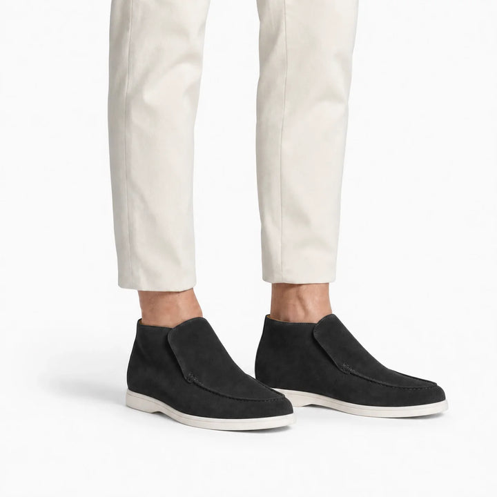 Men’s Dark Grey Suede Loafers - Vincenzo